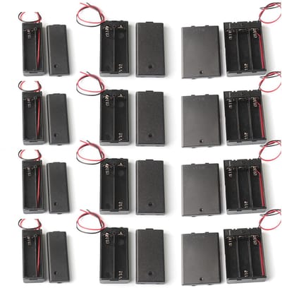 Dailygoody - 12 Stuks AA Batterijhouder - Batterijhouder met Schakelaar - Hoogwaardig Plastic - Met Deksel - Ideaal voor DIY-projecten - Voor 1,5V-4,5...