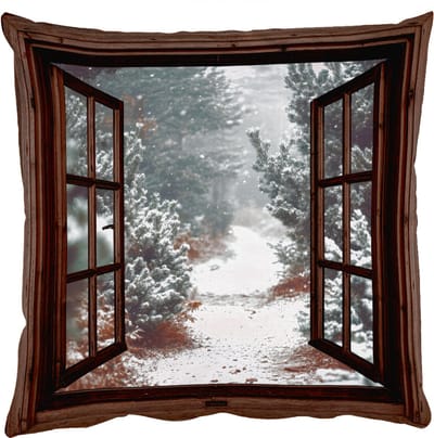 Sierkussens - Kussentjes Woonkamer - 50x50 cm - Bos - Winter - Bomen - Natuur - Pad - Doorkijk