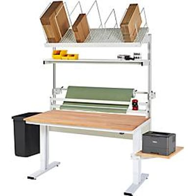 Rau inpaktafelsysteem 04 Werkbank serie adlatus 300, B 1500 x D 800 x H 720-1120 mm, massief beukenhouten blad, tot 300 kg