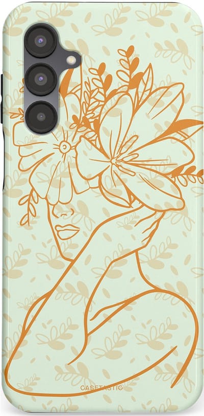 Casetastic hoesje geschikt voor Samsung Galaxy A16 - Dubbellaagse bescherming - Minimal Bloom - Fashion Case - Crème Lichtgrijs