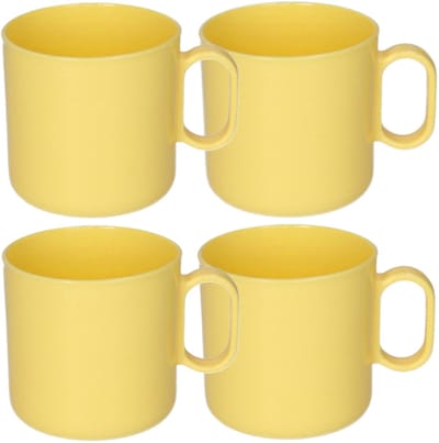 Plasticforte onbreekbare Drinkbekers - 4x - kunststof - 320 ml - geel - kinderen - camping - mokken