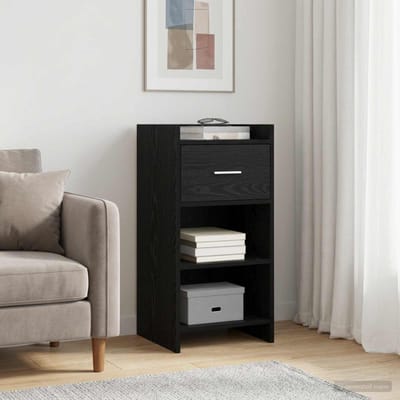 vidaXL - Dressoir - Zwart - eiken - 40 - x - 36 - x - 80 - cm - Bewerkt - hout