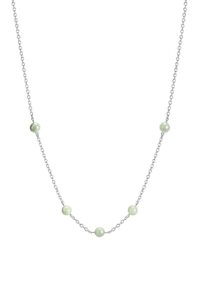Schakelketting met Natuursteen details - Stainless Steel Zilverkleurig - Kleurvast & Waterproof - The Jewellery Salon - Groene Jade - Minimalistische sieraden