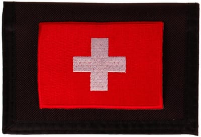 Portemonnee zwart 14x10cm - Vlag Zwitserland - 8x6cm