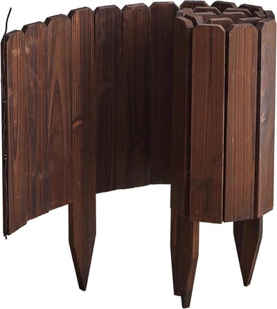Houten Tuinrand - Tuinafscheiding Hek - Tuin Decoratie - Verkoold Materiaal - 3 stuks 30 cm - Gecarboniseerd