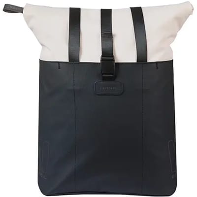 Basil Vive - Enkele fietstas - 15-20 Liter - Waterdicht - Reflectie details - Gerecycled materiaal - MIK Hooks - Incl. laptopvak - wit/zwart