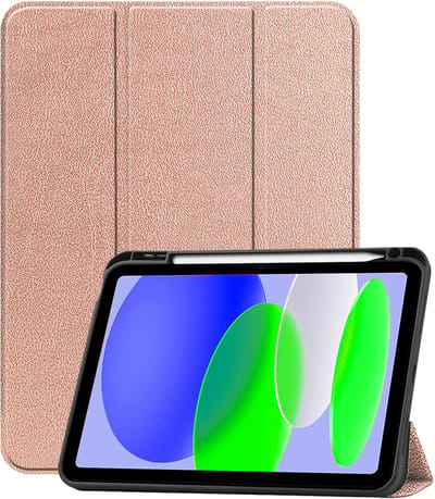 Hoesje Geschikt voor Apple iPad A16/A18 (2025/2026) - 11 inch (11e & 12e generatie) - Dun & Stevig - Trifold Bookcase - Hard Cover Case - Met Uitsparing Geschikt voor Apple Pencil - Hardcover Book - Tablet Hoes - Rosé goud