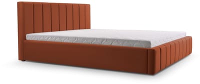 Bed 01 - Gestoffeerd bed met Fluweel Beklede Tweepersoonsbed - 160x200 cm - Elegant en Comfortabel - Donker oranje (TRINITY 25)