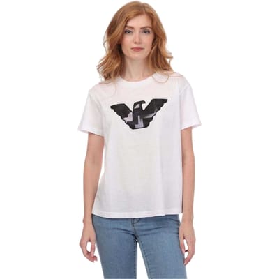 Emporio Armani Dames/Dames Geborduurd Logo T-shirt (Wit)