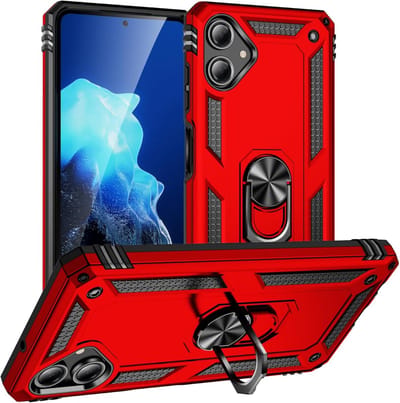 Anti-Shock Hybrid Ring Armor - Backcover Hoesje Geschikt voor: Samsung Galaxy A06 - Rood