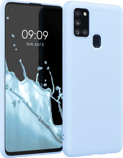 kwmobile telefoonhoesje geschikt voor Samsung Galaxy A21s - Hoesje voor smartphone - Back cover in mat lichtblauw
