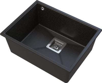 Granitan Napo spoelbak onderbouw - 55 cm - zwart met goud - sifon chroom