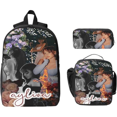 3 Stuks Ayliva Singer Tour 2025 Schooltassen Set voor Jongen Meisje Etuis Rugzak Sets met Lunchbox Voor School Leerlingen Rugzak black