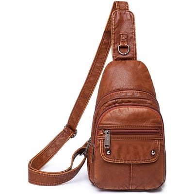 Nieuwe Straatmode Zacht Leer Dames Crossbody Tas Multi-vak Wassen Leer Borsttas Modieuze Reistas brown