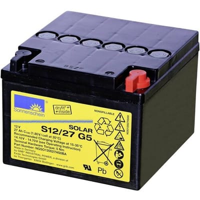 GNB Sonnenschein dryfit S12/27 G5 NGSO120027HS0BA Solar-accu 12 V 27 Ah Loodgel (b x h x d) 17.6 x 12.6 x 16.7 cm M5-schroefaansluiting