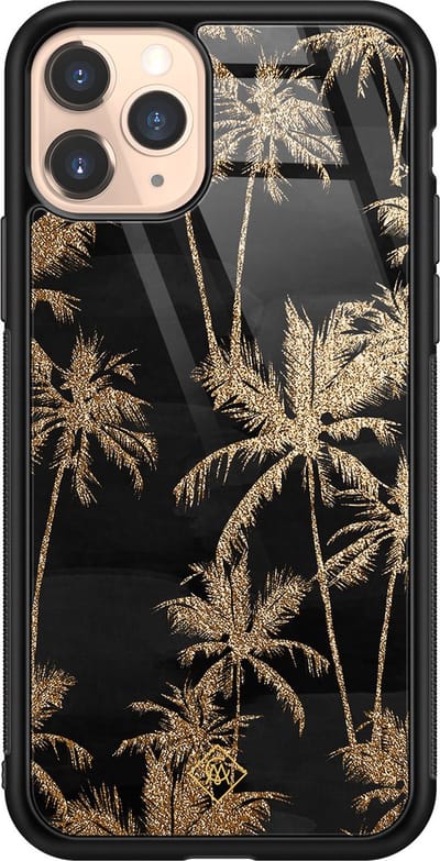 Casimoda® hoesje - Geschikt voor iPhone 11 Pro - Palmbomen - Luxe Hard Case Zwart - Backcover telefoonhoesje - Zwart