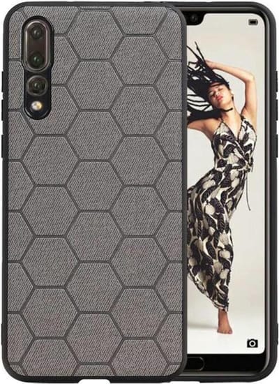 Hexagon Hard Case - Telefoonhoesje - Backcover Hoesje - achterkant hoesje - Geschikt voor Huawei P20 Pro - Grijs