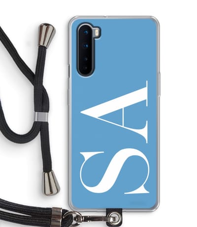 Gepersonaliseerd - Case Company® - Hoesje met koord geschikt voor OnePlus Nord hoesje met Koord - Monogram N°2 - Telefoonhoesje met Zwart Koord - Bescherming aan alle Kanten en Over de Schermrand