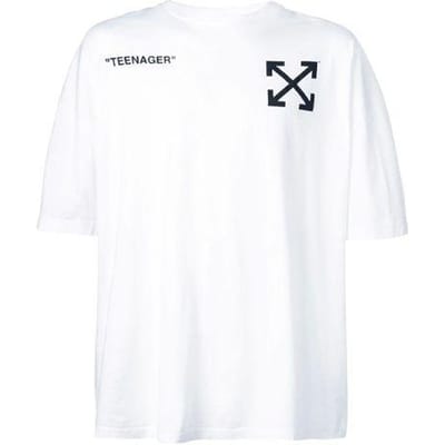 OFF-WHITE Oversized T-shirt met vlammende Bart Wit/Meerkleurig Heren Streetwear OMAA066S191850350188 XS white