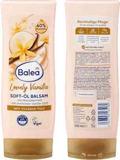 Balea Lovely Vanilla Soft-Oil Balsem | 1x 200 ml | Verzorgende Body-Olie met Macademia-olie - Zonnebloemolie - Vitamine E