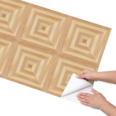 Coloray Meubel Wrap Folie - Bruin Meubelfolie - 65x130 cm - Decoratiefolie Zelfklevend Houten geometrie - Meubelfolie Zelfklevend - Geometrische Meubelfolie - Wrapfolie Keuken - Wanddecoratie - Texturen