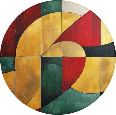 Badmat rond 70x70 cm - Antislip - Abstract - Kerst - Goud - Rood - Groen - Badmatten voor badkamer - Badkamermat - Douchemat - Ronde badkamer mat