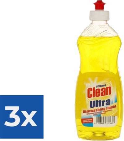 At Home Clean Ultra Afwasmiddel Lemon 500 ml - Voordeelverpakking 3 stuks