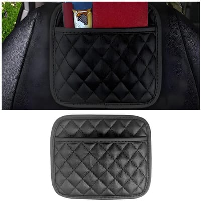 Dailygoods- Opbergdoos Zwart - Opbergtas voor Auto - PU-leer - Klein Formaat - Grote Capaciteit - 14 x 25,5 x 1,5 cm - Autotas