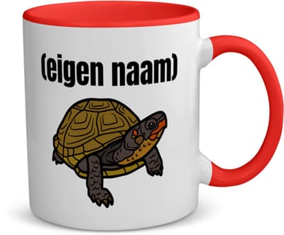Akyol - schildpad met eigen naam koffiemok - theemok - rood - Schildpad - schildpad liefhebbers - iemand die houdt van schildpadden - verjaardag - cadeau - kado - geschenk - 350 ML inhoud
