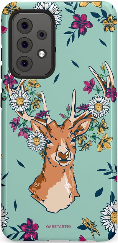 Casetastic Hoesje Geschikt voor Samsung A52 (4G/5G/s) - Stijlvolle Beschermende Duo-layer Case - Gewei bloesem