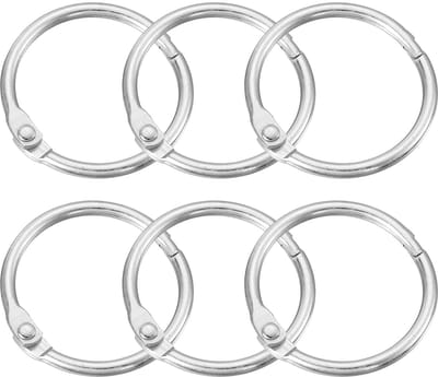 Gordijnring, 6 stuks, ronde koolstofstalen douchegordijnhaken, 2,5 cm ring voor losse bladeren, voor douchegordijnstang (zilver)
