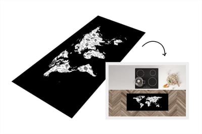 Keukenloper - Loper keuken - Kaart - Wit - Bladeren - 120x50 cm - Keukenloper vinyl