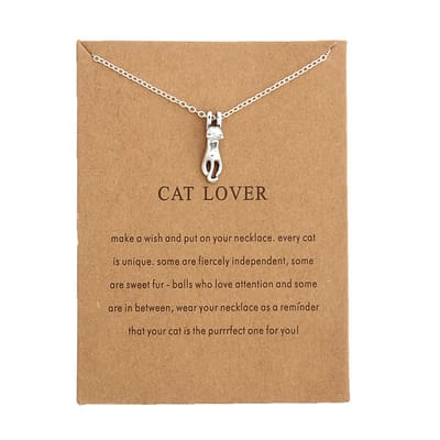 Bixorp Luck Zilveren Dames Ketting met Katje / Poesje - "Cat Lover" - 45/50cm - Cadeau voor Vrouw - Zilverkleurig