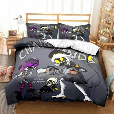 3D Schattige Cartoon Anime M-Murder D-Drones Beddengoed Set Jongens Meisjes Eenpersoons Tweepersoons Maat Dekbedovertrek Kussensloop Bed Kinderen Volwassenen Cadeau EU single(135x200cm)