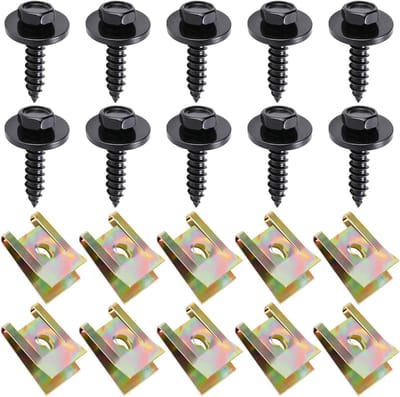10 Sets Schroeven voor Modderflappen en Onderbescherming, Bevestigingsclips voor Wielafdekking en Modderguarde van Auto