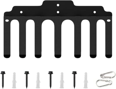 Verticale Barbell Houder, Bar Wall Mount Opslag met 7 Haken, Halter Organizer Rack | voor Barbell Kettlebell Dumbbell Gym Thuis Garage Fitness Oefening Gewichtheffen