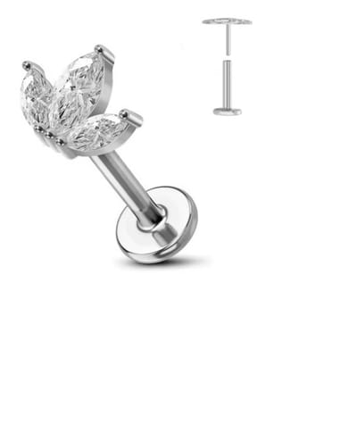 Piercing voor Oor - Kleur: Zilver - Formaat: 12 x 6 MM - Titanium - Tragus / Kraakbeen / Helix / Conch - Oorpiercing - Piercing Sieraad - Hoge Kwaliteit - Labret Piercing - Luxe Sieraad - Oorbellen