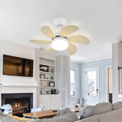 Glitzerlife - Plafond ventilator met verlichting - stille plafondventilator - stil met afstandsbediening en timer - Ø75cm - houtlook - plafondlampen met ventilator voor woonkamer en slaapkamer
