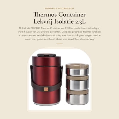 Dailygoods- Thermobox 2,3 Liter - Roestvrij Staal - 3 Lagen - Voedselcontainer - Lekvrij - Isolatie - Veilig en Niet-toxisch