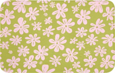 Badmat 80x50 cm - Antislip - Bloemen - Roze - Getekend - Patroon - Badmatten voor badkamer - Badkamermat - Douchemat - Badkamer mat