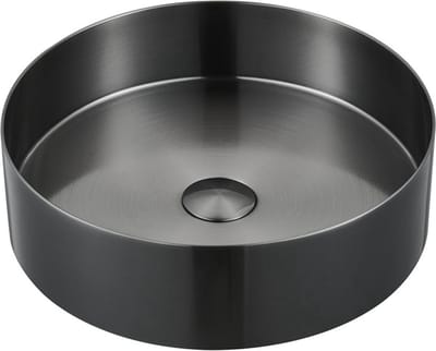 Profielenloods - Opbouw waskom Gun metal RVS Ø40cm diameter - met afvoerplug