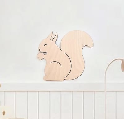 Houten eekhoorn kinderkamerdecoratie, kinderkamer muurkunst bos, babykamerdecoratie, kinderzimmer decoratie, babyzimmer/babykamer