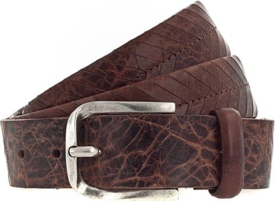 b.belt riem Silver Ledergürtel W115 Mid Brown bruine
