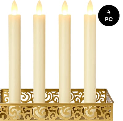 Lomera LED Dinerkaarsen - Set van 4 - 24 CM - Op Batterijen - Aaa Batterijen - Nep Kaarsen - Elektrische Kaarsen - Sfeerverlichting - Tafel Decoratie - Veilig in Gebruik - Energiezuinig - Zonder Vlam - Eenvoudig te Gebruiken