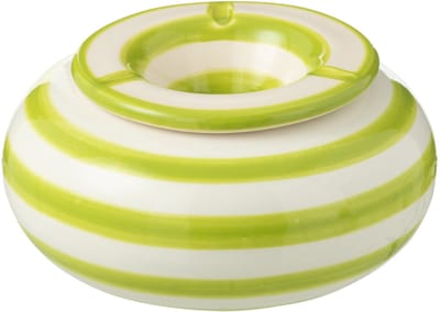 J-Line asbak Granada Stripes - keramiek - wit/groen - large