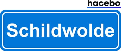 Hacebo - Plaatsnaam Sticker - 29x10 CM - Schildwolde sticker - Verkeersborden sticker - grappige cadeaus - Schildwolde