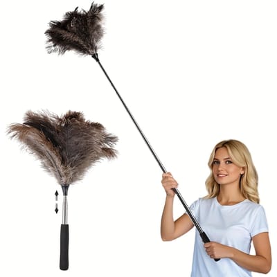 Plumeau extensible réutilisable 1 pièce avec manche télescopique Outil de nettoyage pour ventilateurs de plafond, lustres, stores, meubles