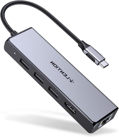 USB-C Multi-Port Hub met 4K HDMI, 3 USB 3.0 Poorten en Gigabit Ethernet voor MacBook en Chromebook