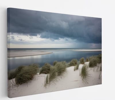 Saammp - Canvas Schilderij - Strand - Zee - duinen - 45x30 - Foto op canvas - Wanddecoratie - muurdecoratie Woonkamer - Slaapkamer decoratie - Canvas Print