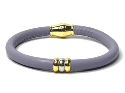 NIEUW! Jolla - dames armband zilver - leer - magneetsluiting - bedels - tweekleurig - Single Ladies Gold - Paars